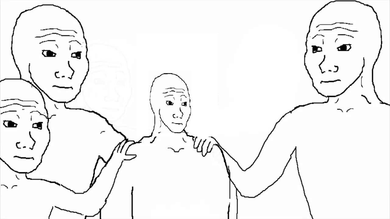 Wojaks comfort smaller wojak — Wojak meme
