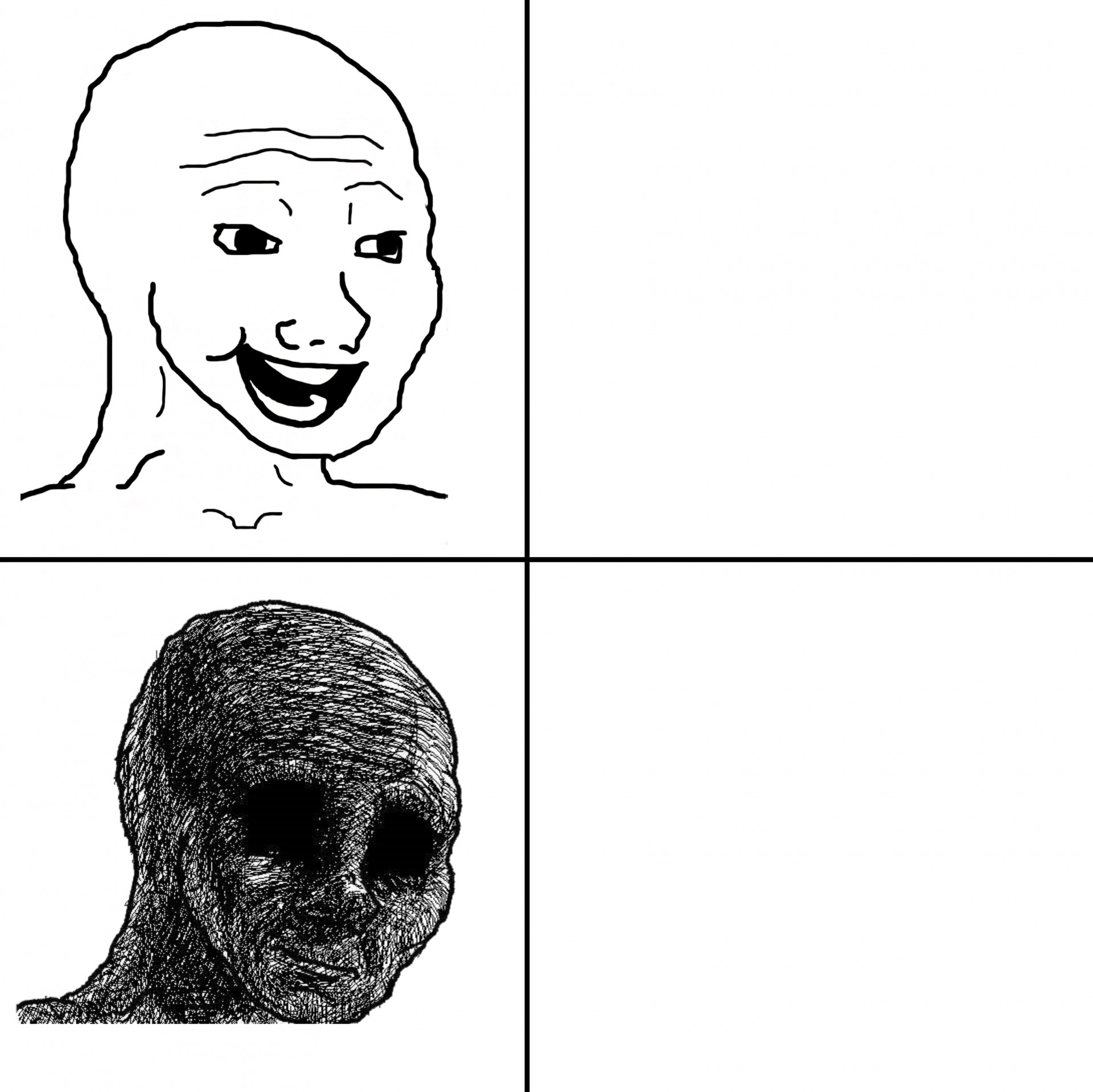 Happy Wojak vs Depressed Wojak meme template — Templates meme