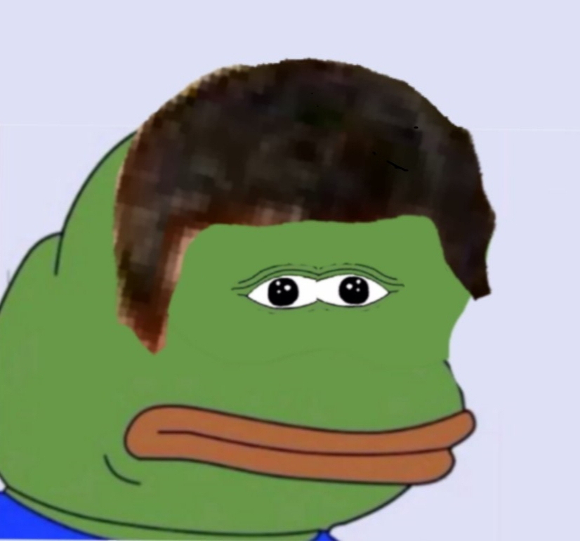 Pepe close eyes hair piece — Pepe meme