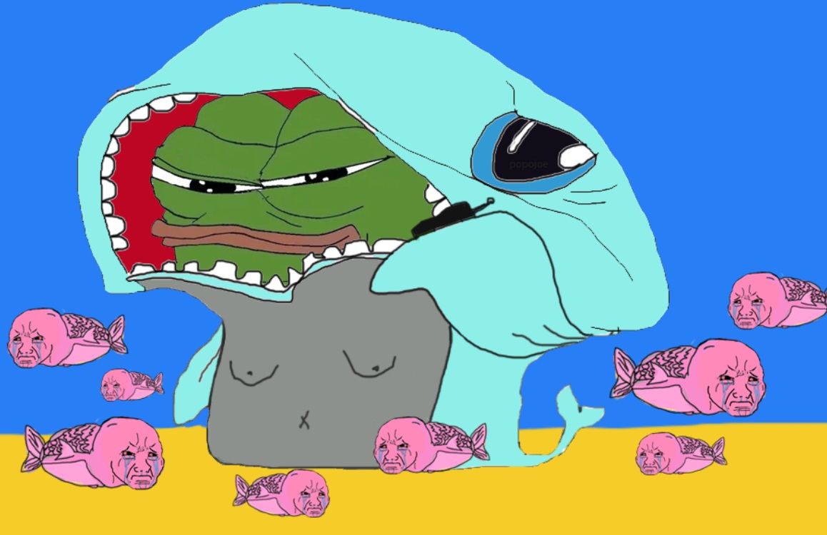 Pepe shark costume phone pink wojak fish — Pepe meme