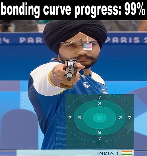Bonding curve shooter Jeet Degen sticker — Sticker Packs meme