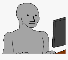 Wojak npc at computer — Wojak meme