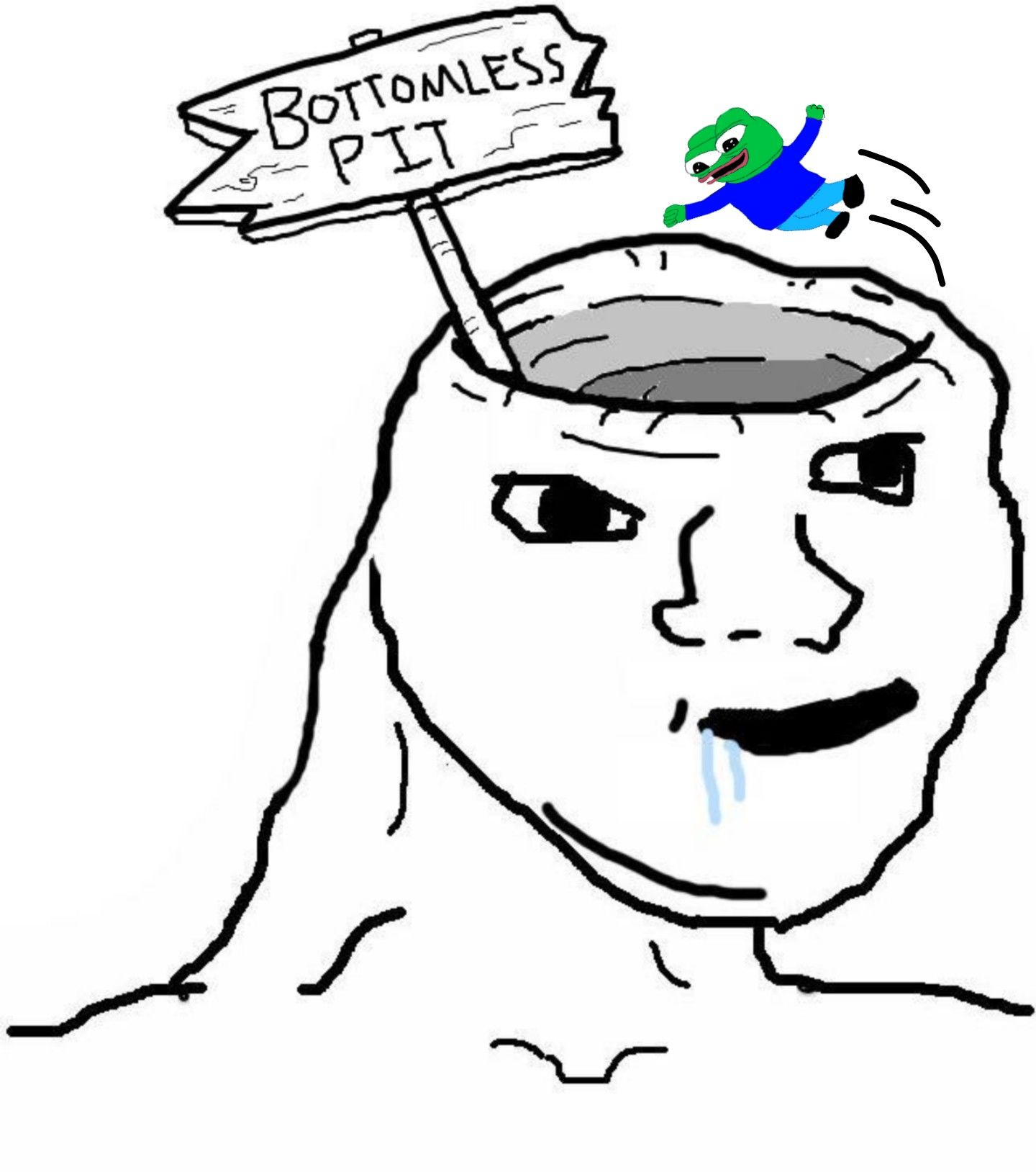 Brainlet pepe bottomless pit — Brainlet meme