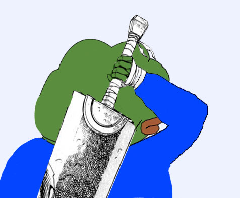Pepe pulling out sword — Pepe meme