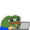 Pepe apu eating popcorn with laptop — Apu meme