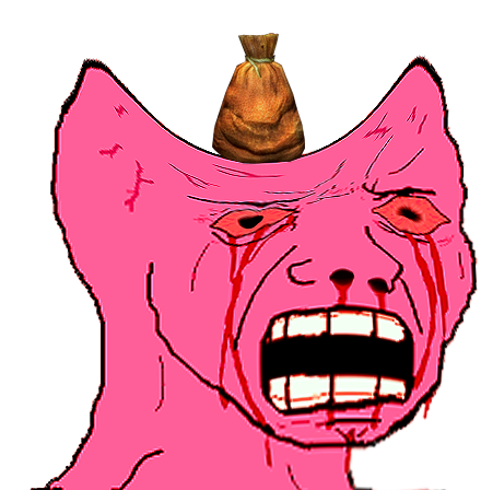 Pink wojak head crushed by bags — Wojak meme