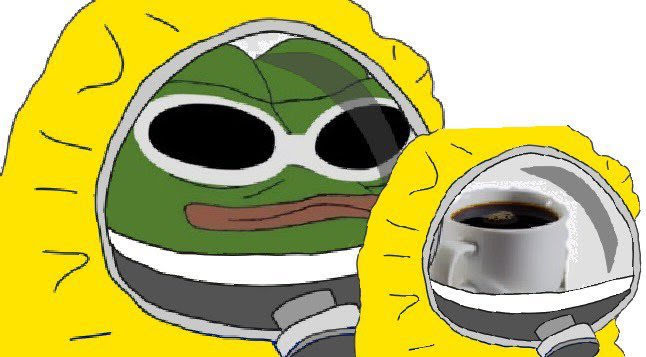 Pepe hazmat suit coffee — Pepe meme