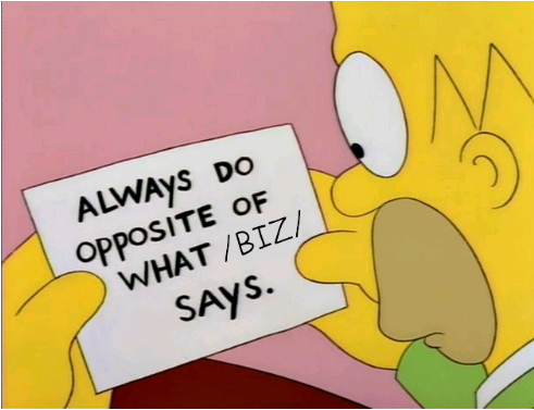 Homer does the opposite of biz — Reaction meme