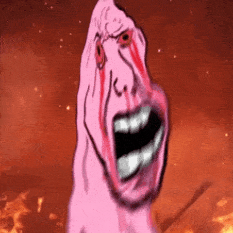 Pink wojak crying burning — Wojak meme