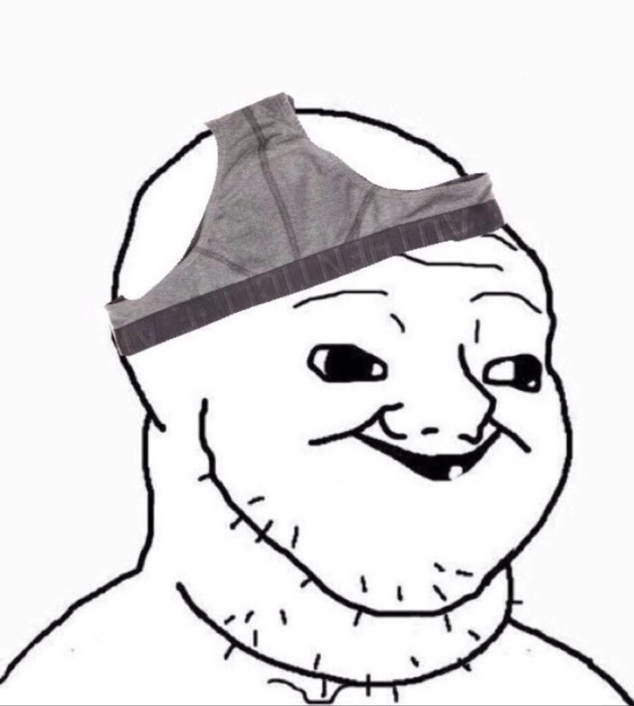 Brainlet underwear on head — Brainlet meme