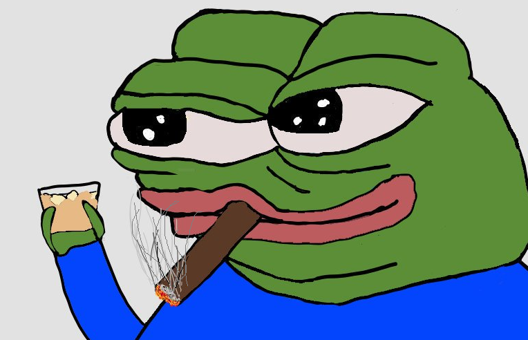 Pepe smoking cigar drinking scotch — Pepe meme