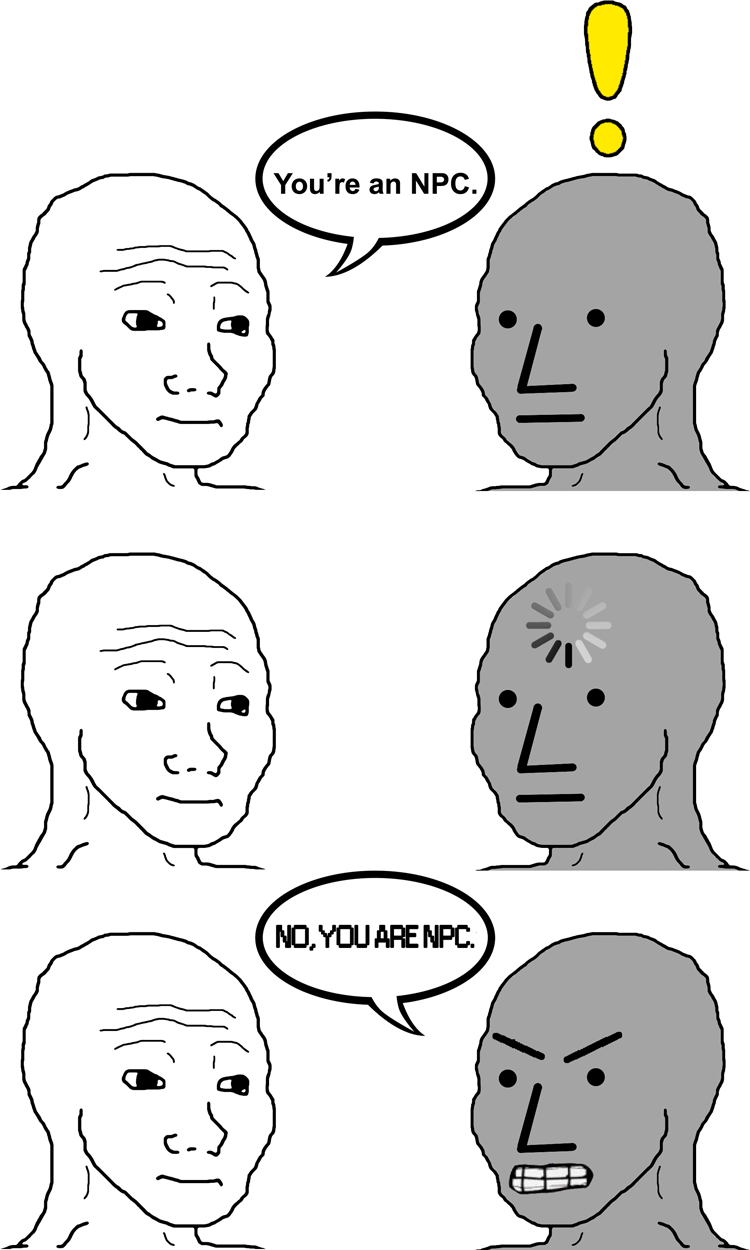 Wojak npc comeback — Wojak meme