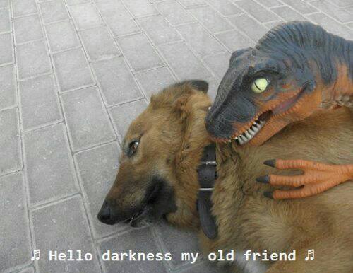 Dog eaten by dinosaur — Reaction meme