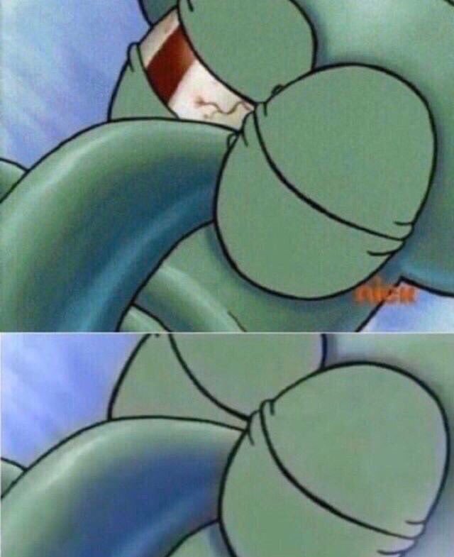 Squidward opens one eye meme — Reaction meme
