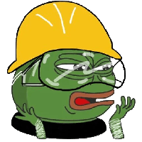 Pepe confused wearing construction ppe — Pepe meme