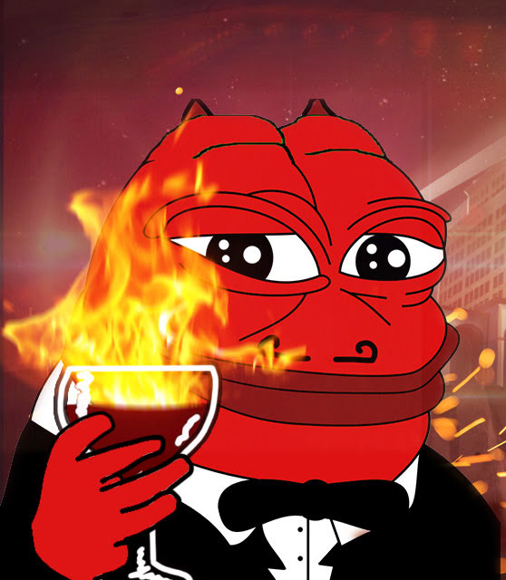 Pepe devlish tuxedo cheers — Pepe meme