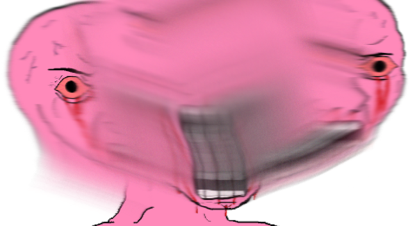 Pink wojak head splitting — Wojak meme