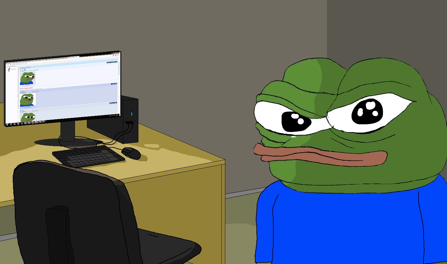 Pepe looking at pepes — Pepe meme