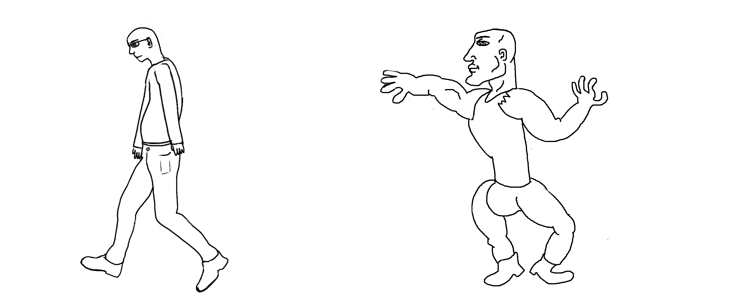 Chad vs virgin template no color — Reaction meme