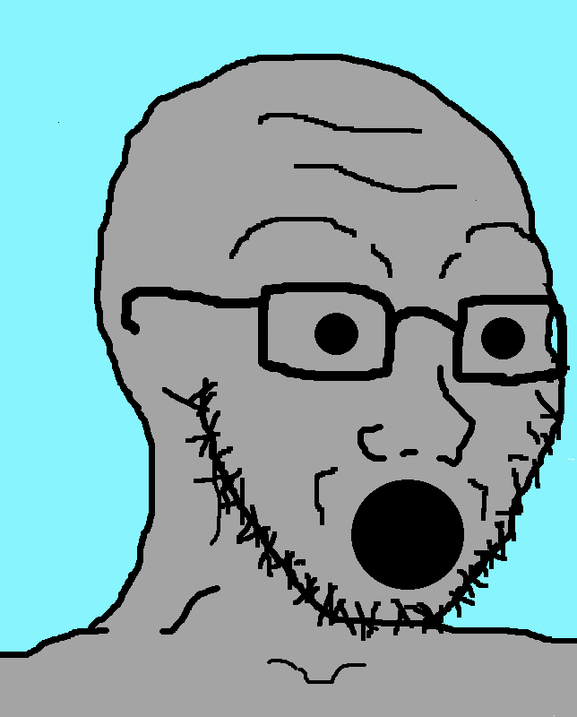 Wojak npc soy boy open mouth — Wojak meme
