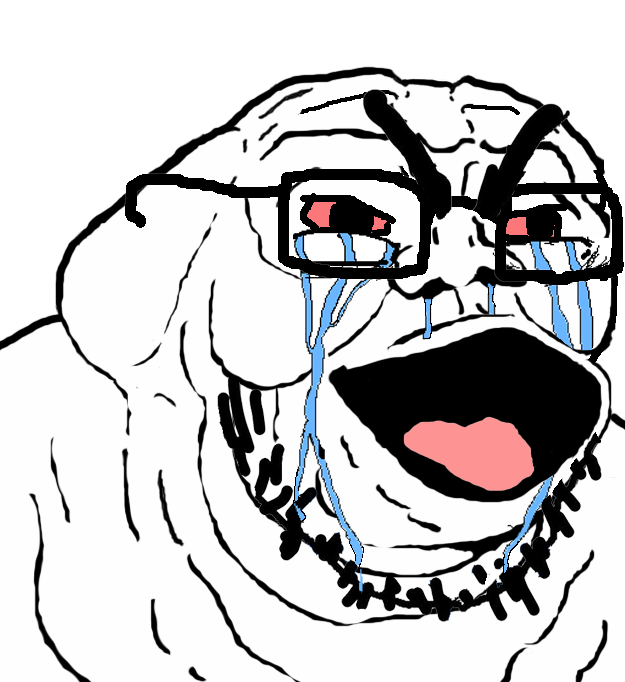 Brainlet soy boy open mouth angry glasses — Brainlet meme