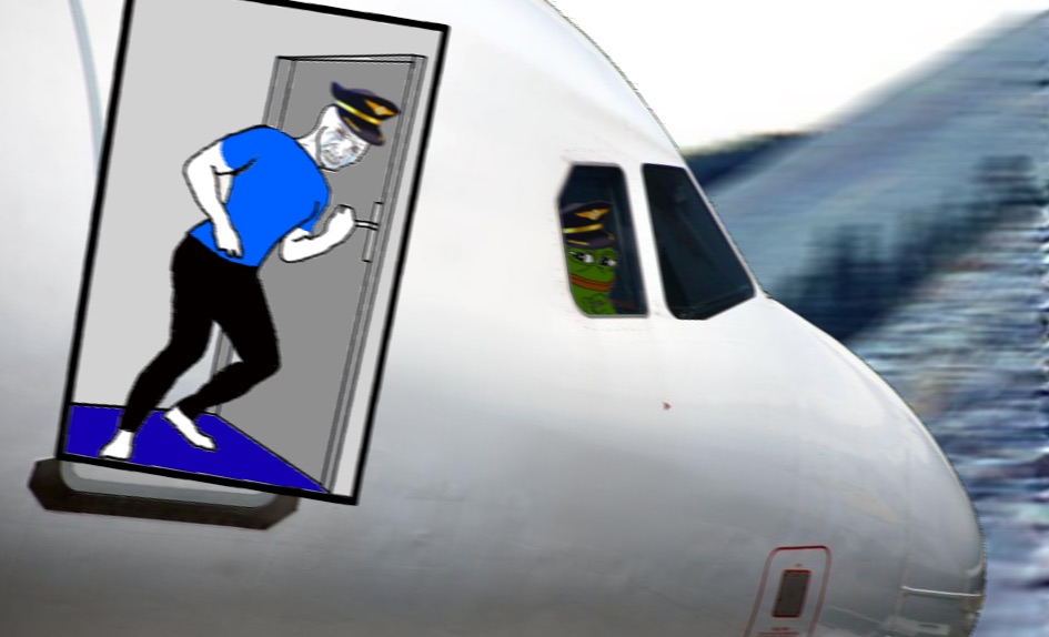 Wojak airplane crashing pepe cockpit — Wojak meme