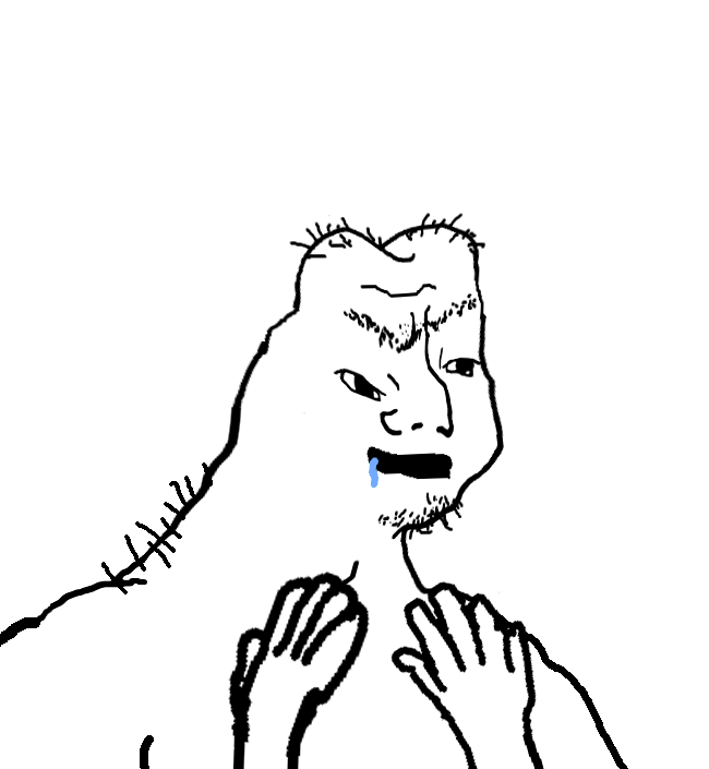 Brainlet drooling clapping — Brainlet meme