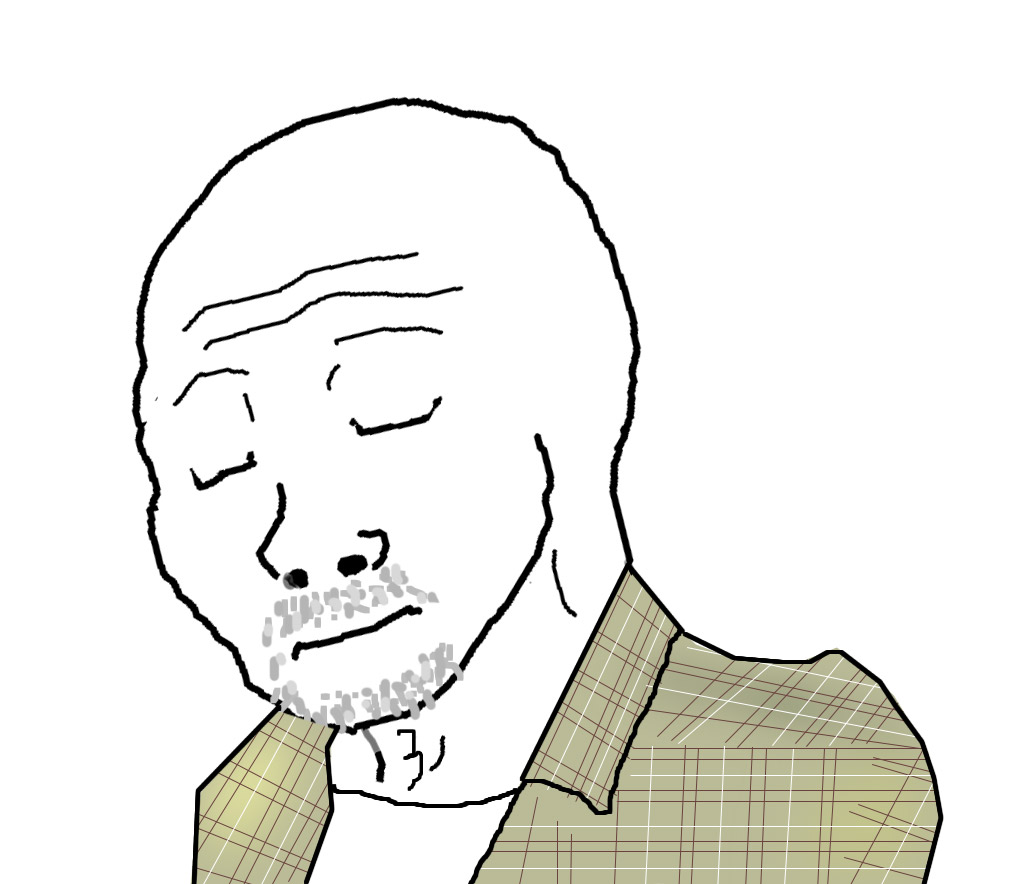 Wojak plaid shirt eyes closed — Wojak meme