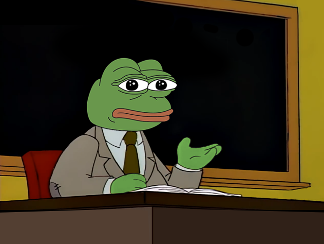 Pepe teaching class blackboard — Pepe meme