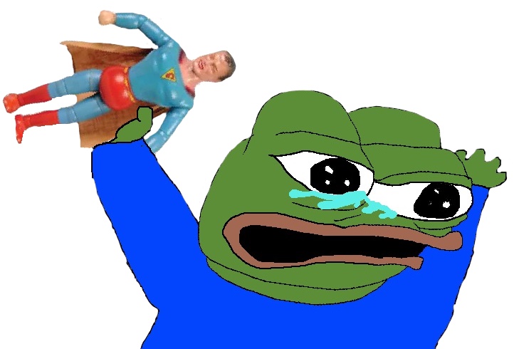 Pepe crying superman doll — Pepe meme