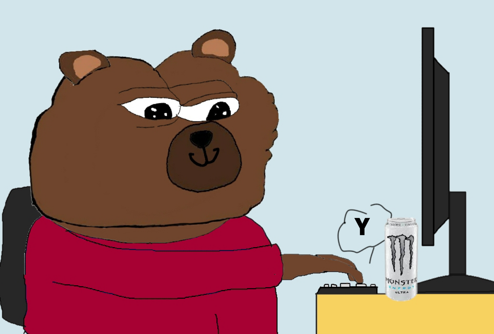 Bobo monster pressing y computer — Bobo meme