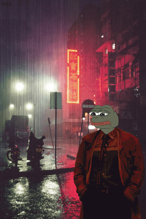 Pepe bladerunner raining sad — Pepe meme