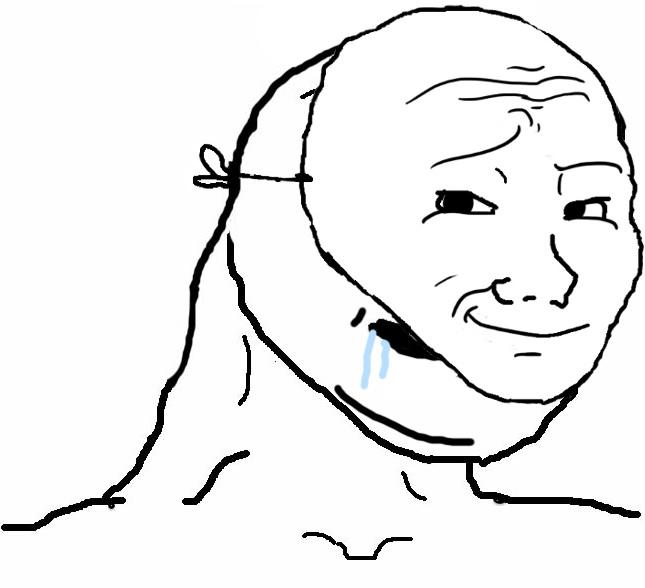 Brainlet smirking wojak face — Brainlet meme