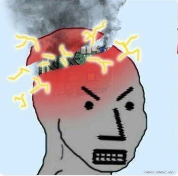 Wojak npc angry short circuit — Wojak meme
