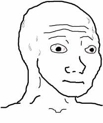 Wojak sweating blood shot eyes — Wojak meme