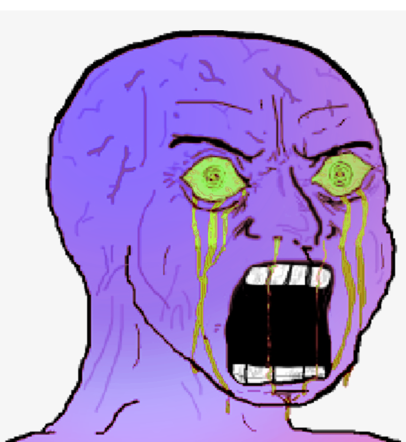 Purple wojak screaming — Wojak meme