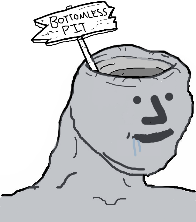 Brainlet npc bottomless pit drooling — Brainlet meme