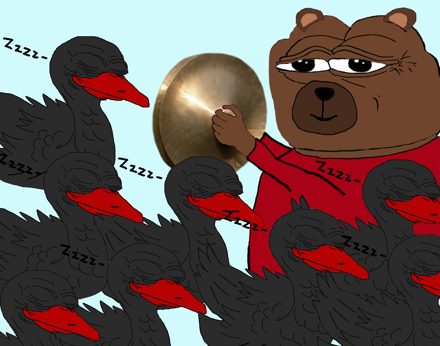 Bobo waking up black swans — Bobo meme