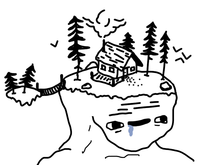 Brainlet log cabin head — Brainlet meme