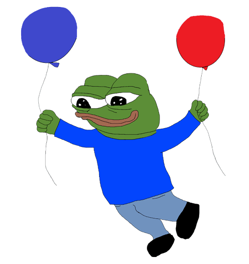 Pepe floating up balloons — Pepe meme