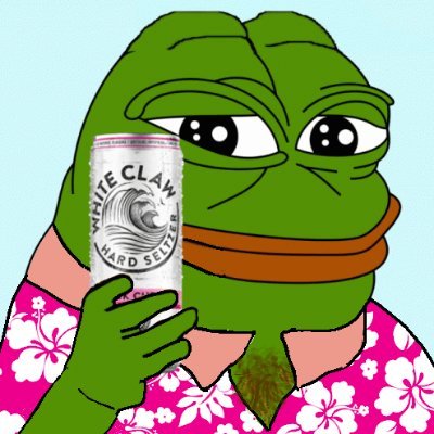 Pepe holding white claw hula shirt — Pepe meme