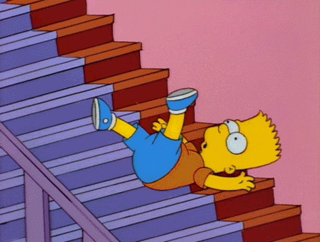 Bart falling down stairs — Reaction meme