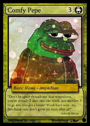 Pepe comfy holographic trading card — Pepe meme