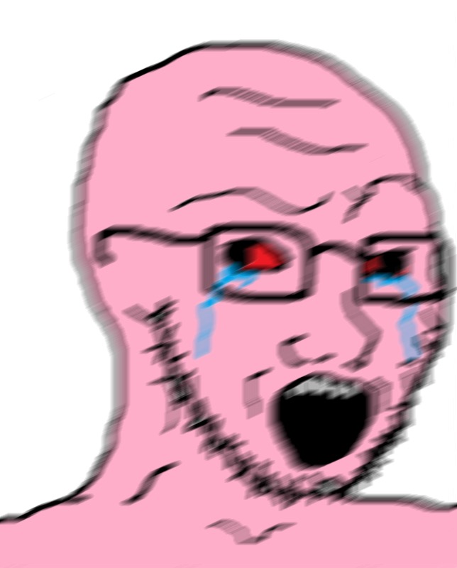 Pink wojak soy boy crying — Wojak meme