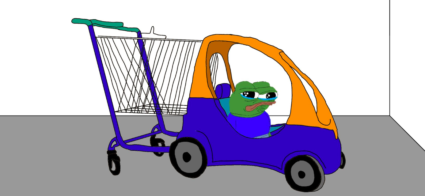 Pepe racing buggy shopping cart — Pepe meme
