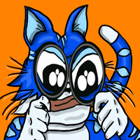 Toshi cat two magnifying glasses — $TOSHI meme