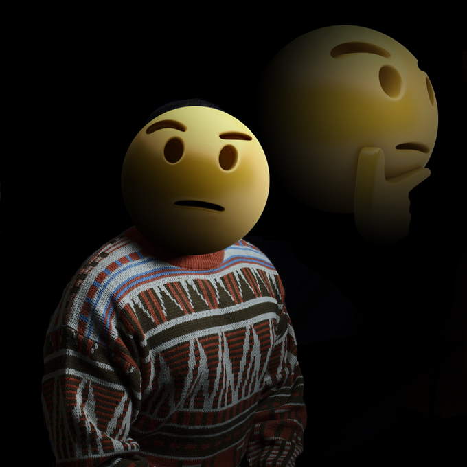 Old school thinking emoji portrait — Reaction meme