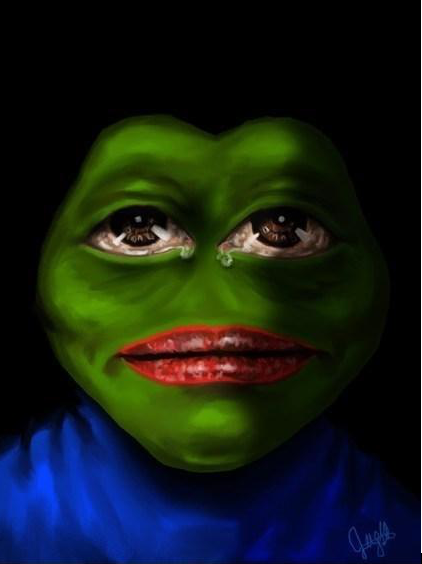 Pepe crying realistic painting — Pepe meme