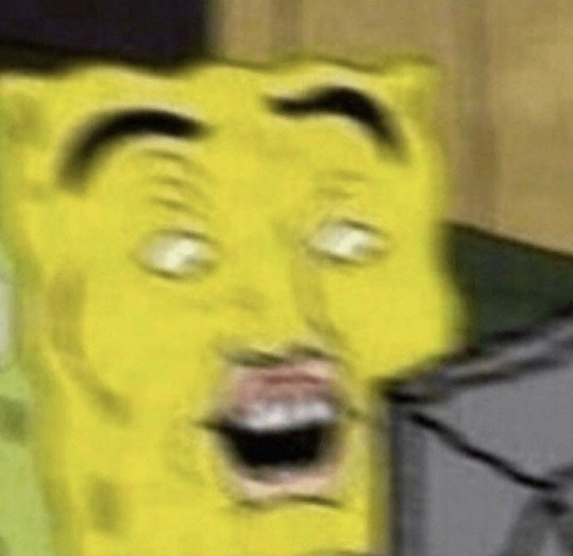 Spongebob on computer suprised — Reaction meme