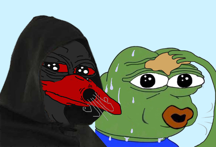 Pepe sweating from black swan — Pepe meme